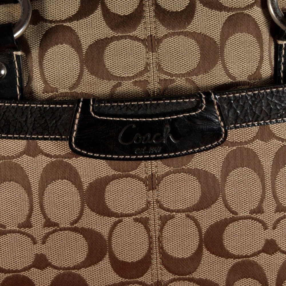 Coach Penelope B1070-F146 Light Brown Signature Jacquard 3 Sections Shoulder Bag - Picture 7 of 11
